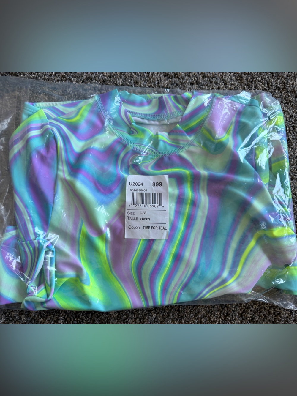 NWT The Children’s Place Girls Long Sleeve Rashguard Swimsuit Set (Size L 10-12)
